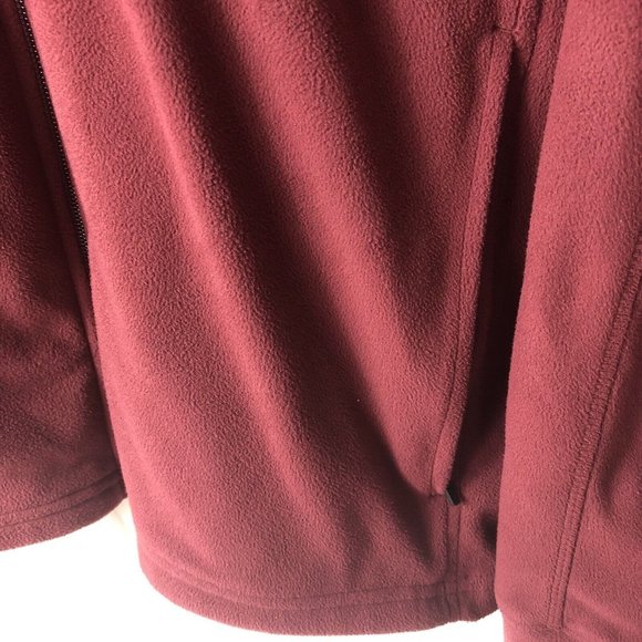 LL Bean Mens Long Sleeve Full Zip Lightweight Fleece Sweater Jacket Maroon Large - Picture 3 of 6